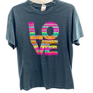 Gildan Graphic Love Short Sleeve Shirt Gray Size M